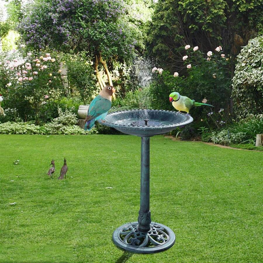 Bird Bath For Outside, Polyresin Pedestal Bird Baths With Solar Powered Pump For Outdoor, Garden, Weather-Resistant Birdbaths With 20" Bowl