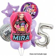 KPop Demon Hunters Ensemble de ballons chiffres argentés pour fille rouge, décoration de fête d'anniversaire pour enfants, musique disco, fille cool, fournitures pour baby shower, cadeau jouet - Ensemble de ballons - Voir 20