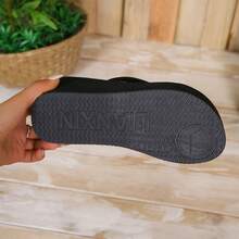 Chunky Platform Wedge Flip Flops For Women, Classic Solid Color Thick Sole Sandals, Lightweight Comfortable Wedge Shoes - 黑色 - 查看 7