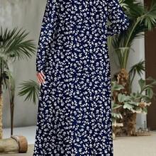 dahkjdgajy Mellowie Vestido de manga larga con cuello redondo y estampado floral, adecuado para otoño/invierno, talla grande - Multicolor - Ver 11