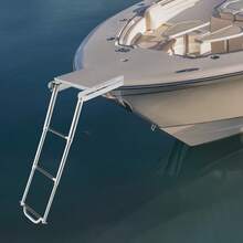 Stainless Steel Foldable Boat Ladder, Telescopic Boarding Ladder, 661.39lbs Load Bearing For Yacht Speedboat - Silver - View 2