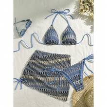 New Three-Piece Swimsuit Set With Embroidery And Gradient, Very Sensual - 黃色 - 查看 4