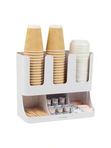 Mind Reader - Organizador vertical de 6 compartimentos para guardar condimentos de café y tazas para sala de descanso blanco - Blanco - Ver 4