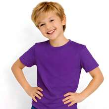 Basic Children's T-Shirt, 100% Cotton, Boys' Sizes 0 To 16. Lightweight And Cool For Everyday Wear, School, Outings, And Parties. - 紫色 - 查看 1
