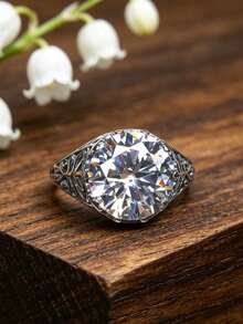 1pc Bohemian Style Silver Hollow Ring, With Vintage Hollow Pattern And Classic Distressed Effect. Suitable For Daily Wear, Holidays, Parties And Other Occasions, A Versatile Fashion Item For Women. No Packaging Box Included. - Silver - View 6