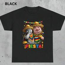 Rolig T-shirt för den mexikanska maj 5:e-festivalen med John Bok och Ai Baby emojis, humoristisk T-shirt för maj 5:e-festivalen, present med mexikanska burrito-tema emojis, djurformad hatt, komisk stil, 220 g. Unisex-kläder för vår, sommar och höst. Slitstark och mjuk, den kombinerar urbana, retro- och minimalistiska stilar. Lämplig för daglig användning, festivaler, arbete, helgutflykter eller avkoppling. Perfekt för födelsedagar, årsdagar eller vilket tillfälle som helst. Sommarkläder för kvinnor, sommar-t-shirts för kvinnor, sommartoppar för kvinnor, sommaroutfits för kvinnor, sommar-t-shirts för kvinnor, sommartoppar för kvinnor - Svart - Visa 1