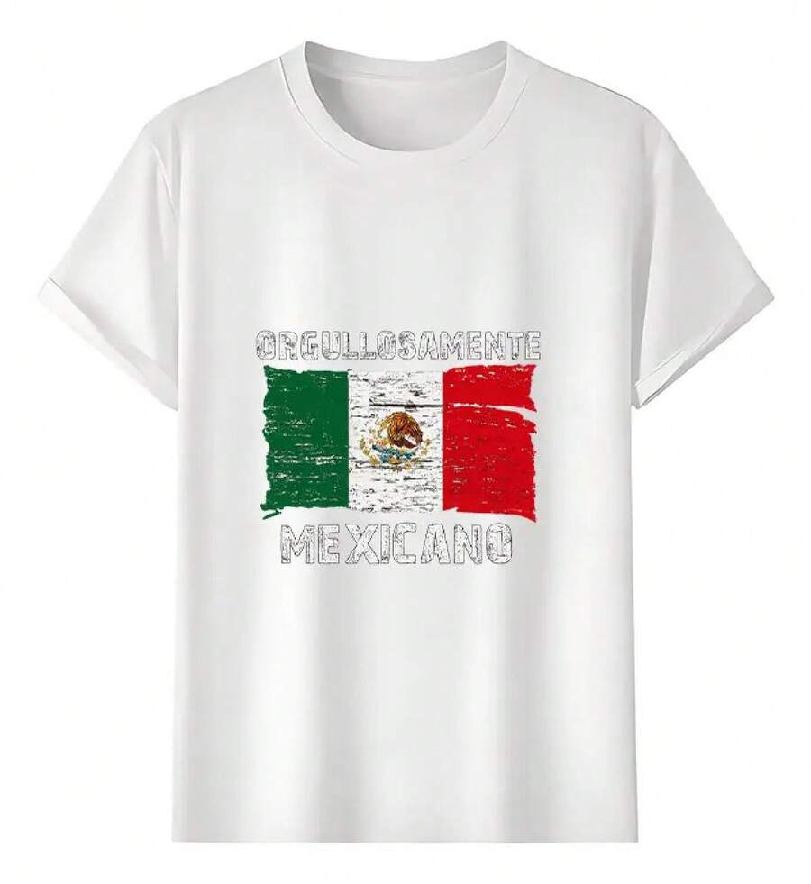 Tshirt Muscle Freaks Mexico Bandera Estilo Mexico Playera - Blanco - Ver 1