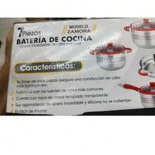 Batería De Cocina de 7 Piezas Acero Inoxidable Modelo Zamora, acero inoxidable de alta calidad con borde de silicón rojo, compatible con todas las fuentes de calor incluyendo inducción - Ver 10