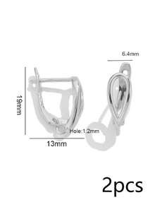 2 Stücke/Set Kupfer Mehrzweck Ohrring Zubehör, mit hochtransparenten weißen Zirkonia besetzt, mehrere Stile verfügbar: Blatt/Rund/Balken/U-Form, DIY Anhänger Ohrring Herstellungsmaterialien - Ohrringe - Übersicht 17