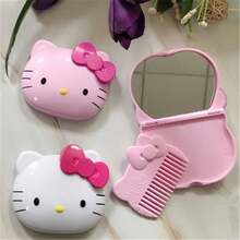 SANRIO 1個可愛粉色蝴蝶結設計便攜式口袋鏡 - 雙面緊湊旅行化妝鏡，輕巧便攜，無需電池，適合作為便攜裝飾配件 & 化妝工具 | 生動有趣的審美設計 | 光滑塑料材質 - 彩色 - 查看 1