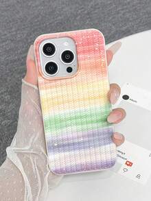 針織紋理 TPU 塗層手機保護殼，相容於 7, 7 Plus, 8, 8 Plus, X, XS, XR, XS Max, 11, 11 Pro, 11 Pro Max, 12, 12 Pro, 12 Pro Max, 13, 13 Pro, 13 Pro Max, 14, 14 Pro, 14 Pro Max, 14 Plus, 15, 15 Pro, 15 Plus, 15 Pro Max, 16, 16 Pro, 16 Plus, 16 Pro Max - 彩色 - 查看 3