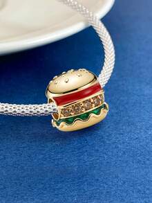 1pc Fashion Hamburger Shaped Decorative Bead, Suitable For Women Bracelet DIY Jewelry Making And Daily Decoration, Girls Accessory - Style 2 - View 8
