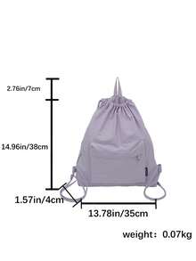1 pieza Mochila casual de nailon de unicolor con cierre de cordón para niños y niñas, bolsa escolar para estudiantes, adecuada para todas las estaciones y uso diario - A - Ver 4