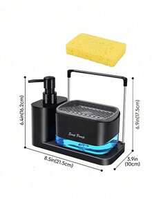 Dispensador de jabón de cocina, juego de dispensador de jabón para platos, dispensador de jabón para manos, con bandeja, dispensador de jabón doble, soporte para esponja y escurridor de platos, jabonera, estante de almacenamiento 5 en 1, para almacenamiento en la encimera del fregadero de la cocina -Artículos prácticos de cocina- (Toallas no incluidas) - Multicolor - Ver 12