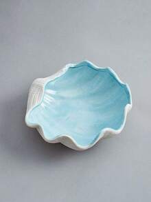 1pc Ceramic Seashell, Starfish, Clam Tray, Blue Creative Storage Bowl Dish, Jewelry Organizer Tray, Candy Container, Entryway, Tabletop Decor, Birthday, Home, Party, Back To School, Graduation Gift - Blue - View 11