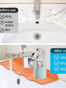 Silicone Faucet Drip Tray, Thickened Foldable Splash Guard For Kitchen Sink And Bathroom Vanity, Waterproof Leak-Proof Sink Drain Mat, Super Soft - Draining Mat - View 13