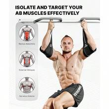 Ab Correas - Ejercitador de gimnasia para el hogar - Soporte y costuras de doble correa, tejido antidesgarro, relleno de brazo ms largo y grueso - Equipo de entrenamiento de Grado superior para hombres y mujeres - negro - Ver 8