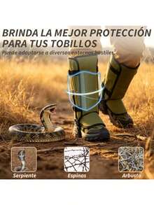 Polainas de Serpiente para Piernas Tamaño Ajustable A Prueba de Mordidas Protectores Impermeables de Serpiente Protección contra Mordeduras de Víbora. Verde Verde militar - Militares Verdes - Ver 2