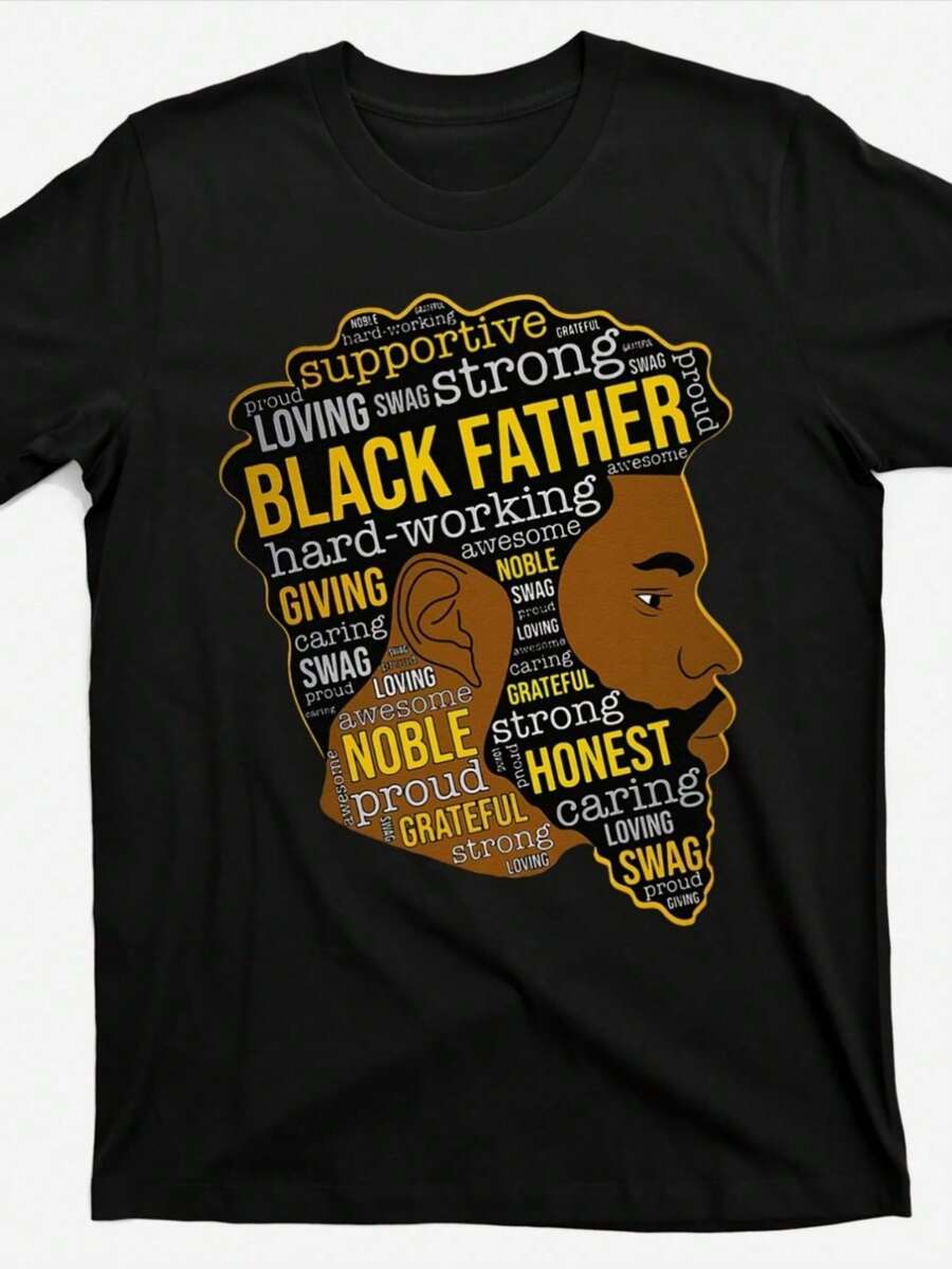 Men's T-Shirt With A Retro Street-Style Graphic Of A Black Father, Designed For A Regular Fit With A Crew Neck. Made From Durable, Breathable Fabric, This Casual, Slightly Stretchy Tee With Short Sleeves Is Perfect For Summer. - Back - View 1