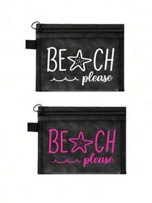 Beach_please 和海星图案沙滩网眼化妆包，便携式化妆包，可装口红和粉扑，沙滩主题化妆包，透明大容量旅行化妆品收纳包，夏威夷风网眼化妆包，非常适合海滩度假、便携式购物袋，也适合假日、健身、母亲节、情人节、教师节、女性旅行、短途旅行和旅行必备品。 - 彩色 - 查看 21