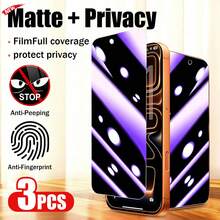 Yezodawee 3片裝陶瓷霧面隱私TPU螢幕保護貼 適用於6.9吋手機17 Pro Max，防窺、防藍光、防眩光、防指紋、防震、防刮軟膜，非鋼化玻璃，藍光陶瓷紫色防窺膜 - 黑色 - 查看 17