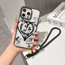 This Disney Mickey Mouse Pattern Lanyard Phone Case Features A Strong Magnetic Closure And Full Coverage Of Acrylic And TPU Material. It's Shockproof, Lightweight, And Suitable For IPhone17/16/11/13/15/15 Plus/15 Pro/15 Pro Max/12/14 Pro Max/11 Pro Max/12 Pro/12 Pro Max/13. It's A Popular Birthday Gift, Business Gift, Durable, Stain-Resistant, And Fingerprint-Resistant New Phone Case For Men And Women. It Also Includes A Mickey Mouse Phone Case And Mickey Mouse Doll Bracelet. Compatible With SamsungGalaxy S20, S21, S22, S23, And S24 Series. It's The Perfect Gift For Friends And Family. This Stylish Phone Case Is Fun, Lightweight, And Durable. IPhone17 Pro Max Phone Case, Minnie Phone Case. - Trong sáng - Xem 6