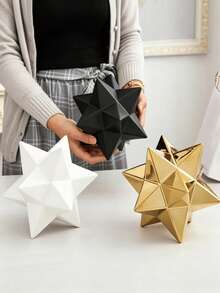 1件現代幾何星形裝飾品，極簡主義桌面雕塑，適合客廳和臥室家居裝飾，有金色、黑色和白色可選 - 多款 - 查看 1