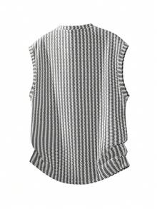 Blueprint Man 1pc Men's White Fishbone Pattern V-Neck Tank Top, Textured Comfortable Lightweight Knit Sleeveless Vest, Old Money Style Minimalist Versatile For Daily Commute, Business Casual, Vacation And Multiple Occasions - White - View 7