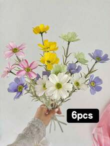 1件/3件 17英吋逼真觸感人造波斯菊花 - 波希米亞風雛菊花束，四季居家裝飾，夏季婚禮與秋季感恩節中心裝飾，不褪色人造菊花，適用於桌面/攝影 - 彩色 - 查看 19