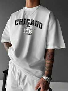 Men's Graphic Letter T-Shirt - 白色 - 查看 1