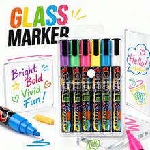 1pc 6/8/12/24 Colors Washable And Wet-Wipe Liquid Chalk, Suitable For Blackboard, Blackboard Sign, Whiteboard, LED Glass Window, Car Window Painting, Advertising Chalk Fluorescent Marker - Liquid Chalk - View 8