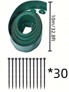 1pc Easy Install 196.85 Inch PE Plastic Garden Edging Kit With Ground Stakes - Durable Lawn Border For Landscaping And Grass Separation - A - View 18