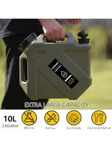 COOZMENT Recipientes de agua portátiles de 2. 6 galones 10 l con espiga jarra de agua sin BPA tanque de agua verde militar contenedores de almacenamiento de agua multifunción para acampar al aire - verde - Ver 6