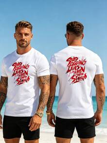 Classic All-Match Men Short Sleeve Tee Simple Daily Leisure Male Clothes - White - View 3