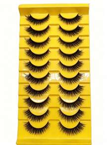 10 Pairs Natural Soft False Eyelashes, Fluffy & Fine, Messy & Curly, Cross Full Strip Style, Suitable For Daily, Party, Dating And Other Occasions - Multicolor - View 3