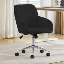 Height-Adjustable Swivel Office Chair For Home And Bedroom, Ergonomic Swivel Chair With Backrest, Suitable For Long Periods Of Sitting. Black - 黑色 - 查看 2