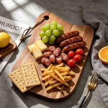1pc Wooden Cutting Board, Rope Design Chopping Board, Natural Acacia Wood Kitchen Tray, Multi-Functional Board For Fruit, Vegetables, Bread, Cheese, Pizza And Food, Suitable For Outdoor Activities, Wedding Decor And Holiday Gifts - Maroon - View 10