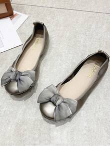 Damen runder Zehenpartie, Ballerinas Einfarbig Gemütlich lässig Wanderschuhe Weicher Boden leicht Minimalistisch Gemütlich Schuhe - Grau - Übersicht 7