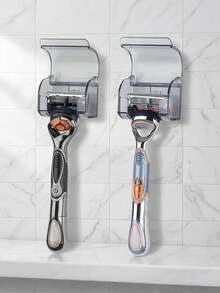 2pcs Waterproof Razor Holder, Razor Hook Wall Mount Holder, Space-Saving Storage Rack, Bathroom Accessories Shower Hook Razor - Style-A - View 1
