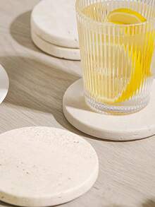 1pc Faux Natural Cave Stone Marble Coaster, -Round Faux Stone Beverage Coaster, Coffee Cup Coaster Set Cup Holder Tea Coaster Milk Tea Coaster Tea Mat, Round Heat-Resistant Insulation Mat Suitable For Desktop, Stain-Resistant Scratch-Resistant, Desktop Protection Mat, Housewarming Wedding Gift, Durable And Elegant - Multicolor - View 1