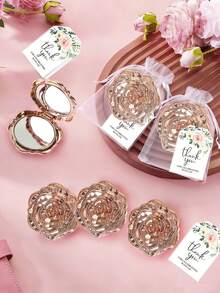 Brodark 6sets Bride Team Wedding Party Favor Mini Rose Shaped Pink Mirror, White Drawstring Bag And Thank You Card Set, Bridal Party Supplies, Suitable For Bridesmaids And Ladies Bachelorette Party, Spa Sleepover, Birthday Party, School Opening Gift, Daily Gathering, New Year Gift, Girlfriend, Mother's Day Creative Gift - Rose Mirror - View 11