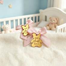 Cadeau personnalisé en acrylique en forme d'ours en peluche, souvenir doré, convient pour le baptême, la présentation, les nouveau-nés et les cadeaux de révélation du - Multicolore - Voir 5