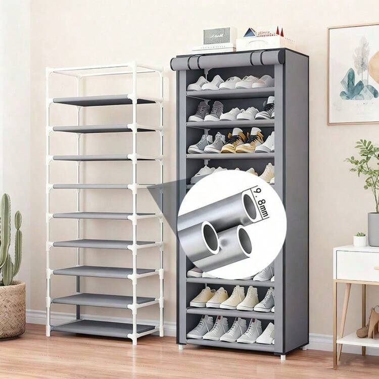 Kệ giày 6 tầng màu xám chống bụi, kệ đựng giày nhiều tầng dạng đứng dễ lắp ráp, tiết kiệm diện tích, kệ lưu trữ cho ký túc xá, nhà ở, phòng ngủ, phòng khách, tủ quần áo, sức chứa 15 đôi - Xám - Xem 4