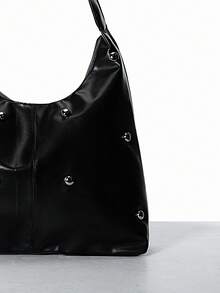 CHICVUE New Versatile Solid Color PU Shoulder Bag, Casual Minimalist Baguette Tote Bag - Black - View 5