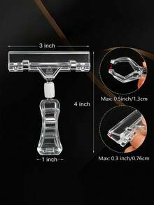 6/12pcs Transparent Sign Holders, Plastic POP Clips, Rotatable Double-Sided Clips, Suitable For Retail Baskets, Menus, Clothing Display - Multicolor - View 2