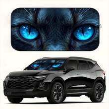 1pc Funny Eye-Shaped Car Sun Visor, Polyester Material Auto Interior UV Protection Sunshade, Easy Installation Fits All Vehicles, Foldable Design For Storage, Cooling & Privacy Protection - Handsome and Cool Blue Eyes - View 10