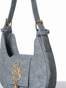 CHICVUE 女士新月形斜挎包，新款休闲时尚韩版链条单肩包 - 淺藍色 - 查看 5