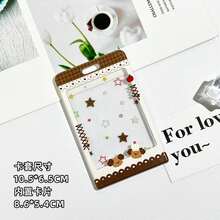 Cute Animal Transparent Card Holder, Embossed Photocard Sleeve With Keychain - 紫色綁帶蝴蝶+2.7皮條白鑰匙圈 - 查看 19