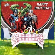 1pcs M Arvel Avengers Happy Birthday Backdrop Superhero I Ron Man C Aptain America Thor H Ulk Party Background Anime Theme Photography Prop Boy Bedroom Bedside Wall Tapestry Geek Fan Room Decor Festive Celebration Party Wall Hanging Supplies - A - Xem 1