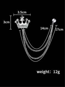 Premium Men's Brooch British Style Suit Chain Pin Diamond Crown Badge Vintage Lapel Flower - Multicolor - View 4